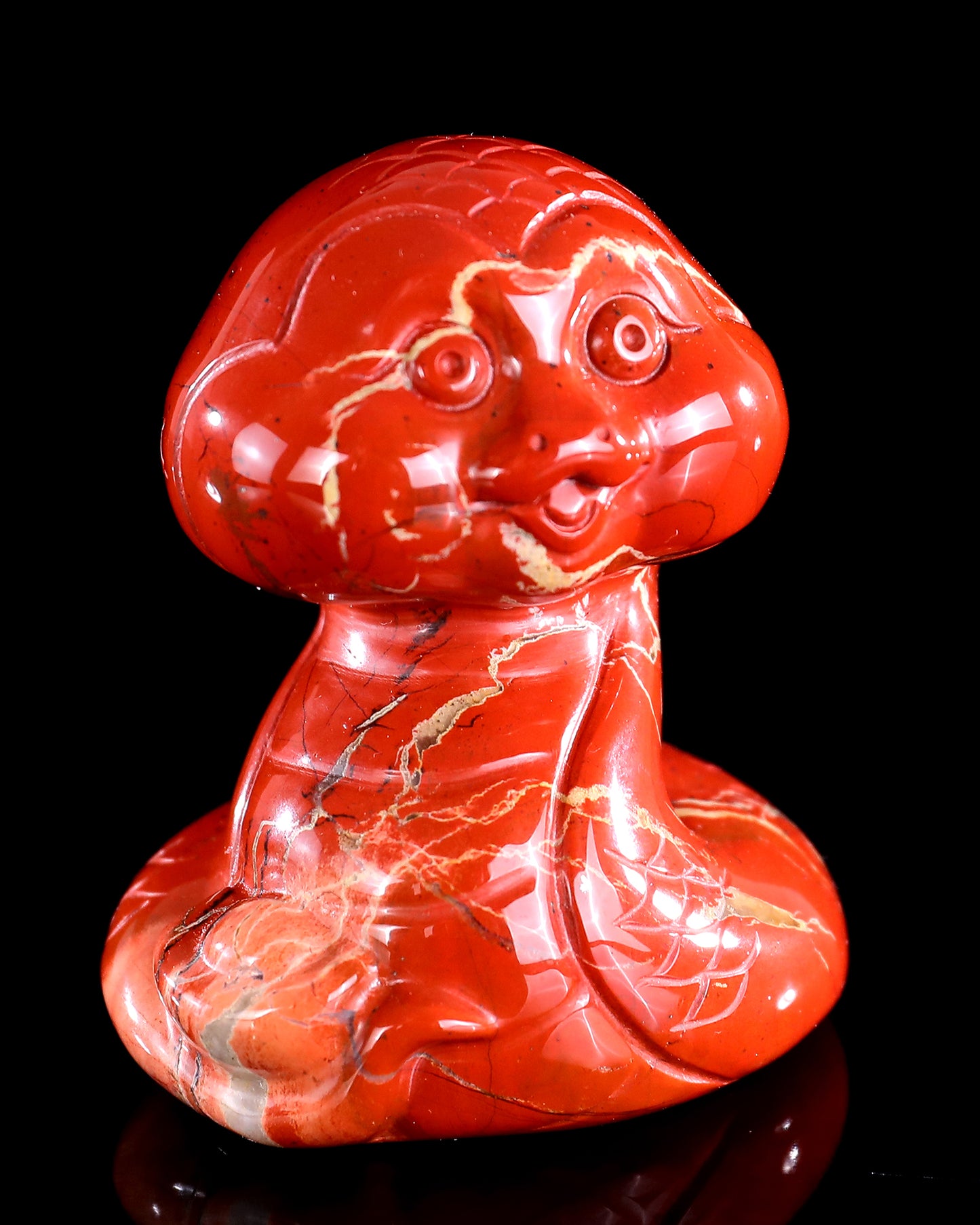 2.9" Red Jasper Hand Carved Crystal Baby Snake Sculpture