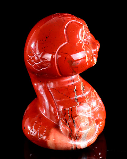 2.9" Red Jasper Hand Carved Crystal Baby Snake Sculpture