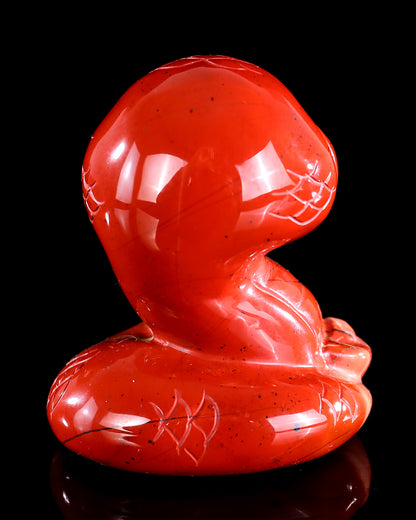 2.9" Red Jasper Hand Carved Crystal Baby Snake Sculpture