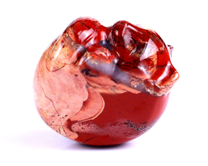 1.6" Red Jasper Hand Carved Crystal Sleepy Cat Sculpture