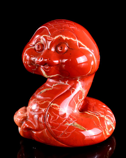 2.9" Red Jasper Hand Carved Crystal Baby Snake Sculpture