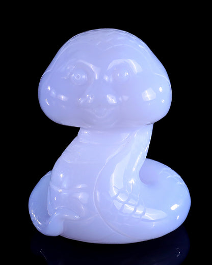 2.9" Blue Chalcedony Hand Carved Crystal Baby Snake Sculpture