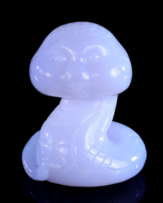 2.9" Blue Chalcedony Hand Carved Crystal Baby Snake Sculpture