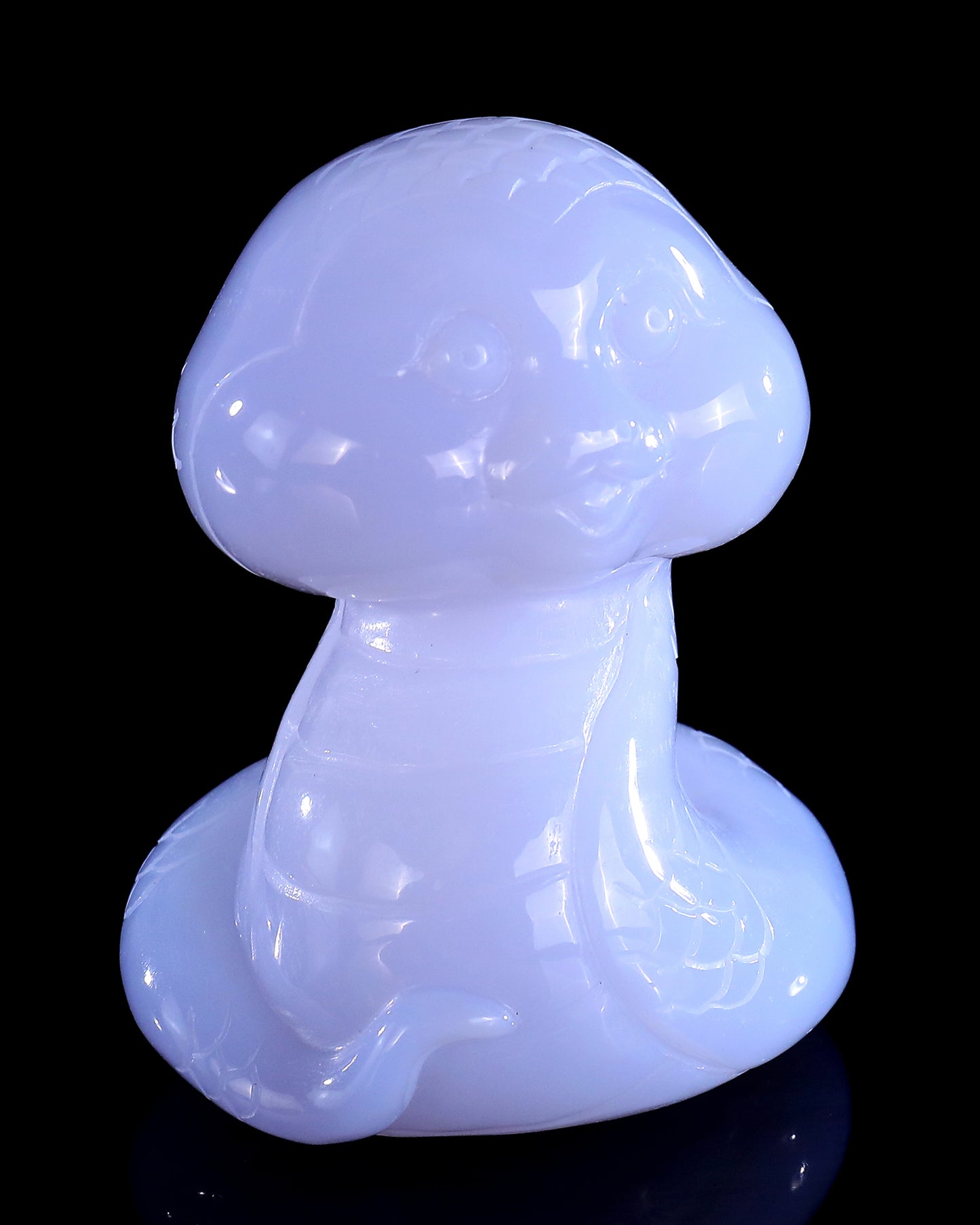 2.9" Blue Chalcedony Hand Carved Crystal Baby Snake Sculpture