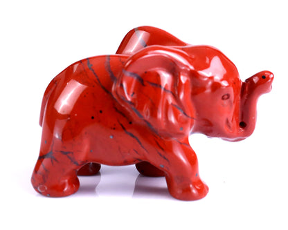 2.4" Red Jasper Hand Carved Crystal Elephant Sculpture