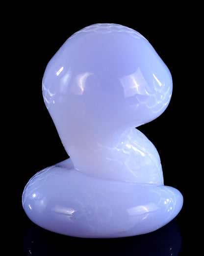 2.9" Blue Chalcedony Hand Carved Crystal Baby Snake Sculpture