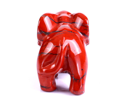 2.4" Red Jasper Hand Carved Crystal Elephant Sculpture