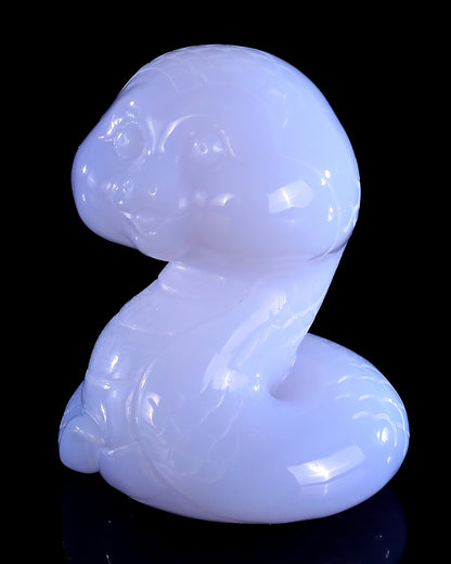 2.9" Blue Chalcedony Hand Carved Crystal Baby Snake Sculpture