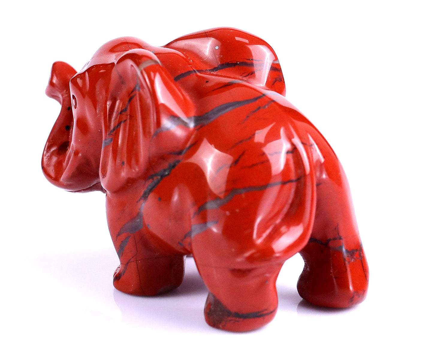 2.4" Red Jasper Hand Carved Crystal Elephant Sculpture