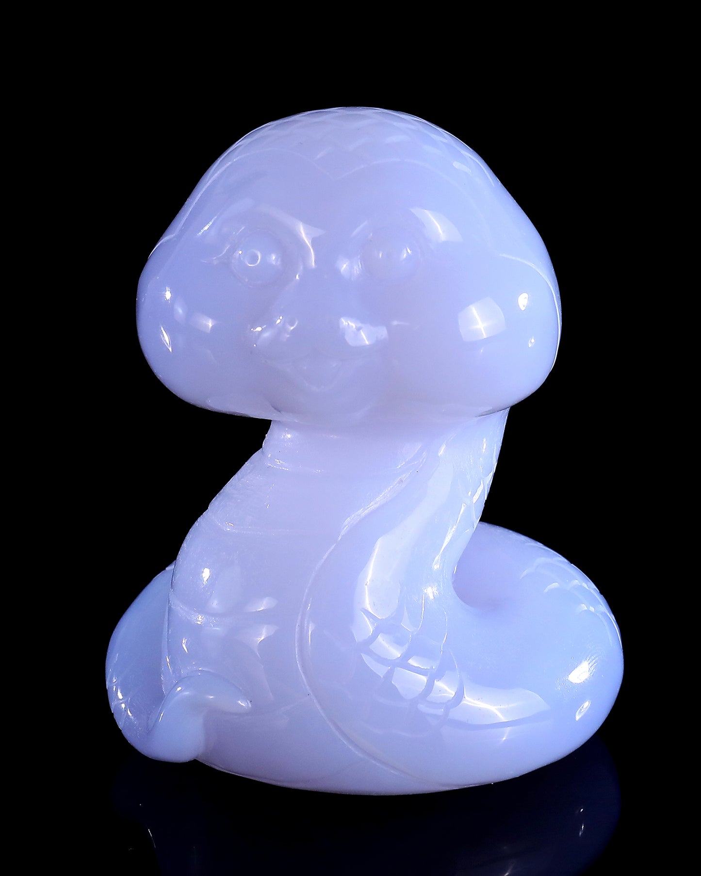 2.9" Blue Chalcedony Hand Carved Crystal Baby Snake Sculpture