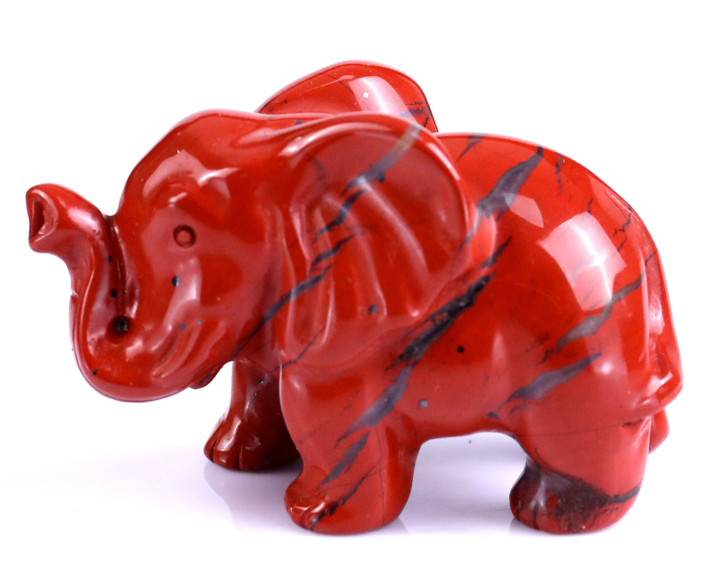 2.4" Red Jasper Hand Carved Crystal Elephant Sculpture