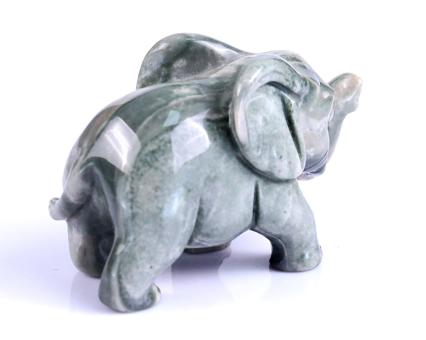 2.4" Jiulong Jade Hand Carved Crystal Elephant Sculpture