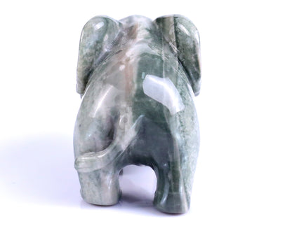 2.4" Jiulong Jade Hand Carved Crystal Elephant Sculpture