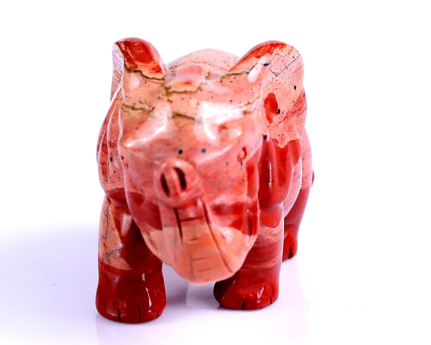 2.4" Red Jasper Hand Carved Crystal Elephant Sculpture