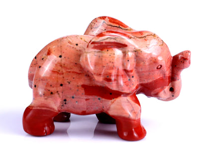 2.4" Red Jasper Hand Carved Crystal Elephant Sculpture