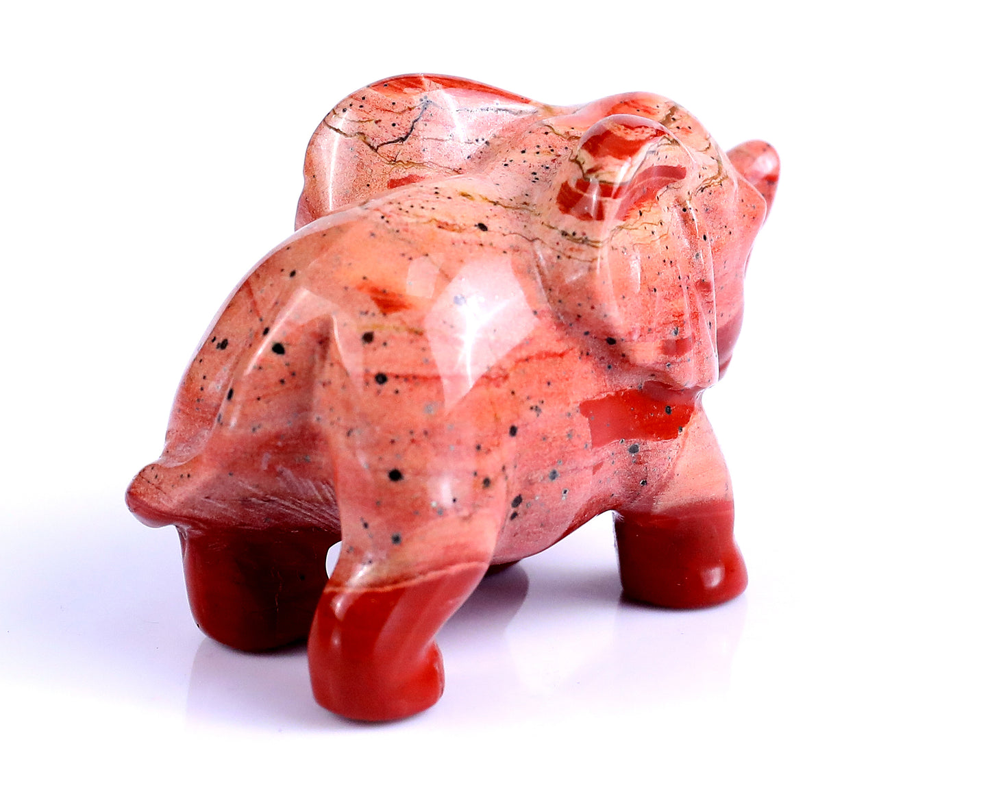 2.4" Red Jasper Hand Carved Crystal Elephant Sculpture