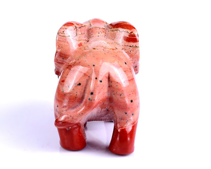 2.4" Red Jasper Hand Carved Crystal Elephant Sculpture