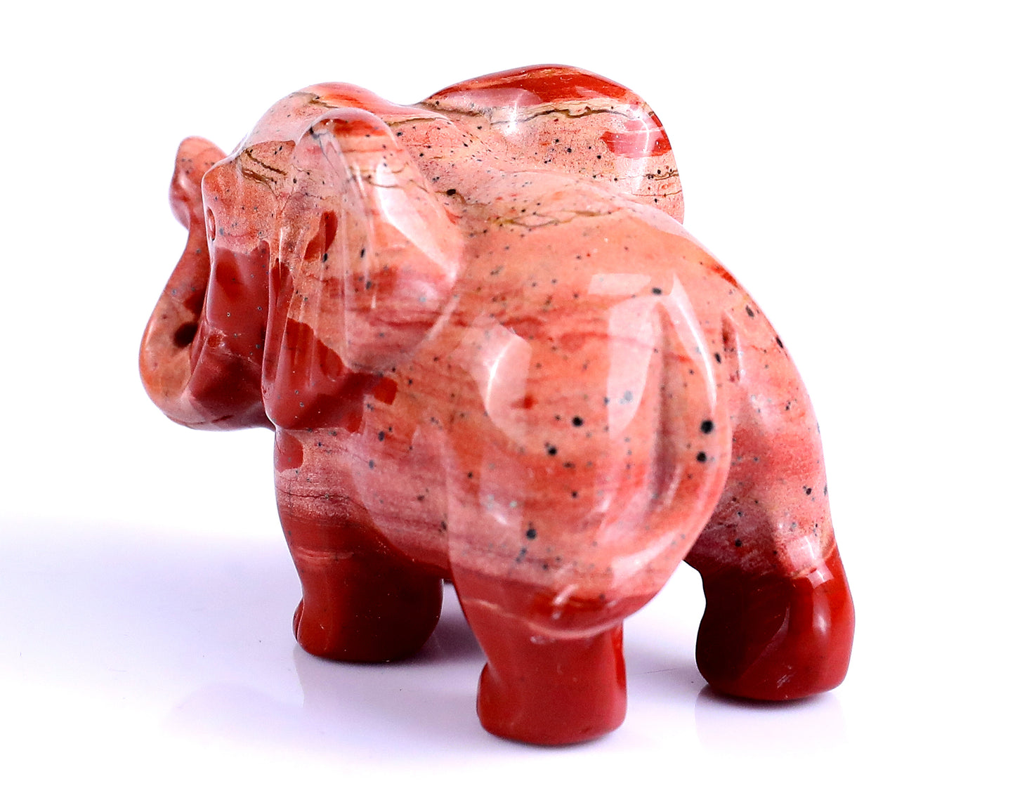 2.4" Red Jasper Hand Carved Crystal Elephant Sculpture