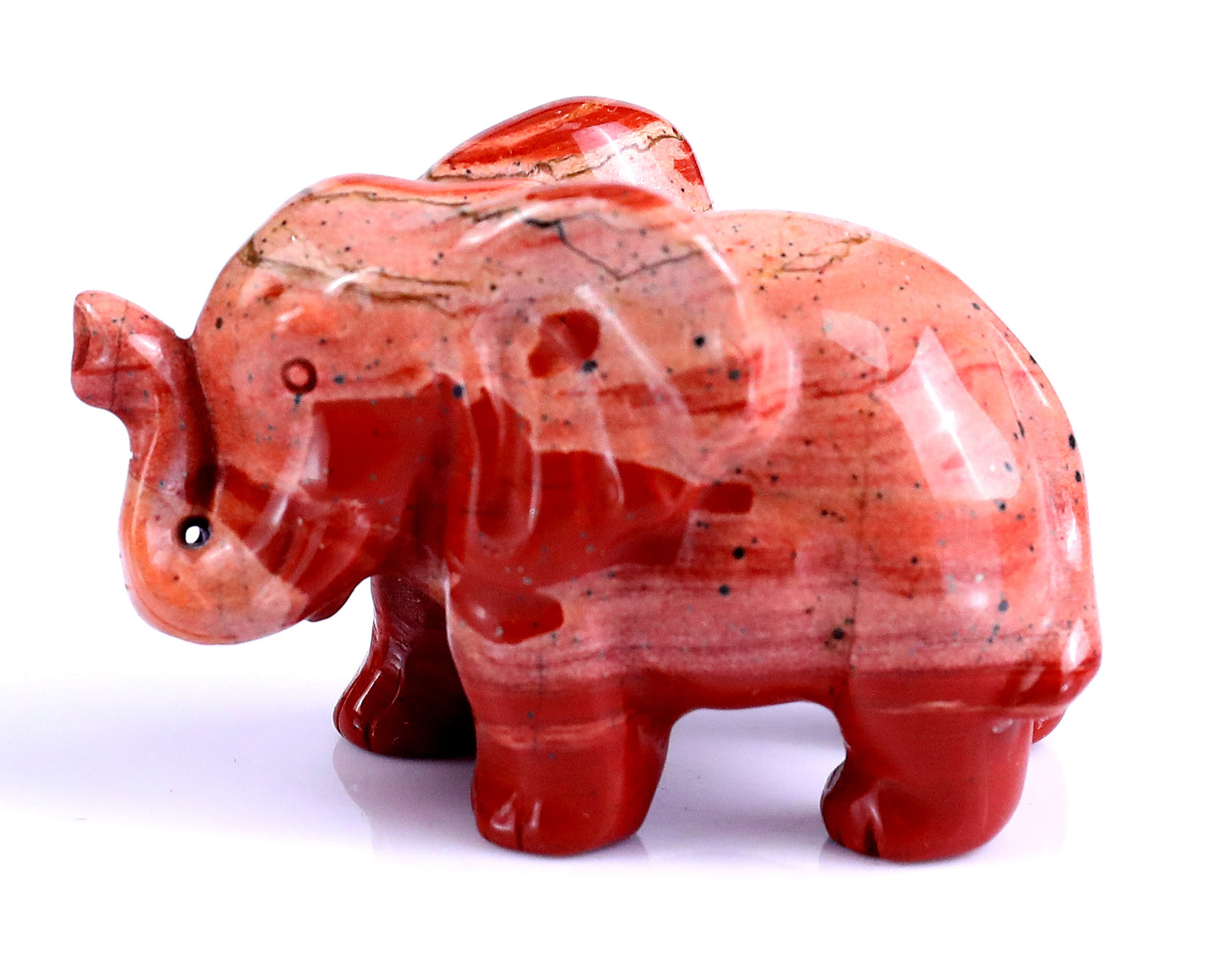 2.4" Red Jasper Hand Carved Crystal Elephant Sculpture