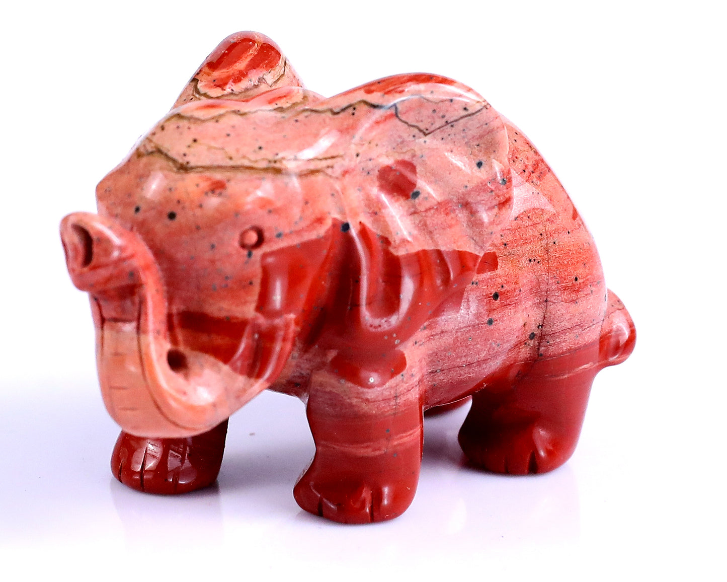 2.4" Red Jasper Hand Carved Crystal Elephant Sculpture