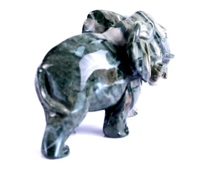 3.8" Jiulong Jade Hand Carved Crystal Elephant Sculpture