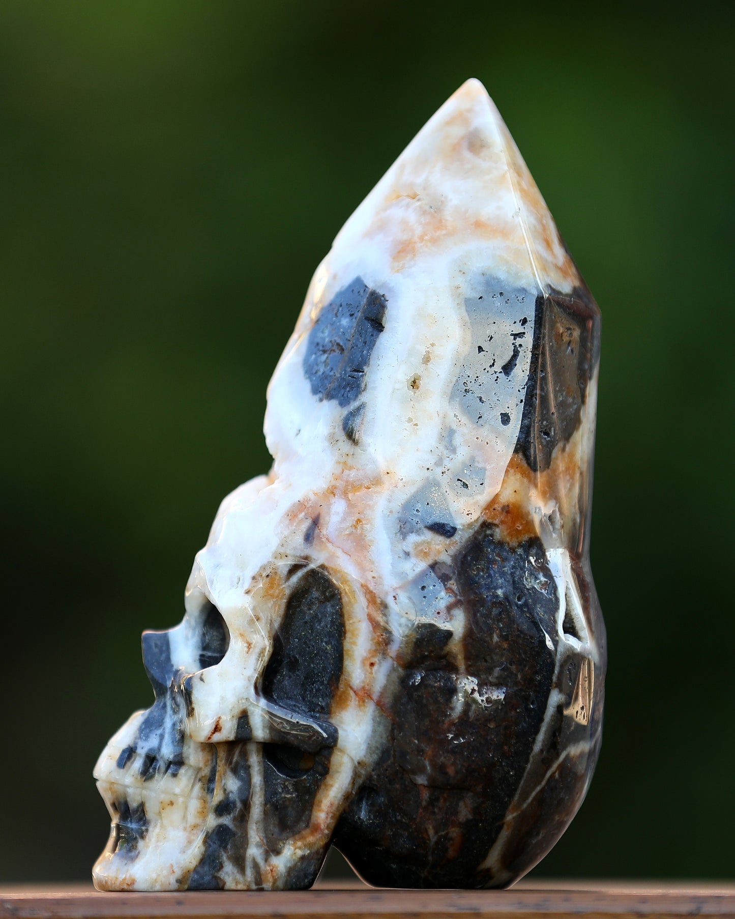 Unique 8.2" Geode Agate Hand Carved Crystal Geode Skull Sculpture