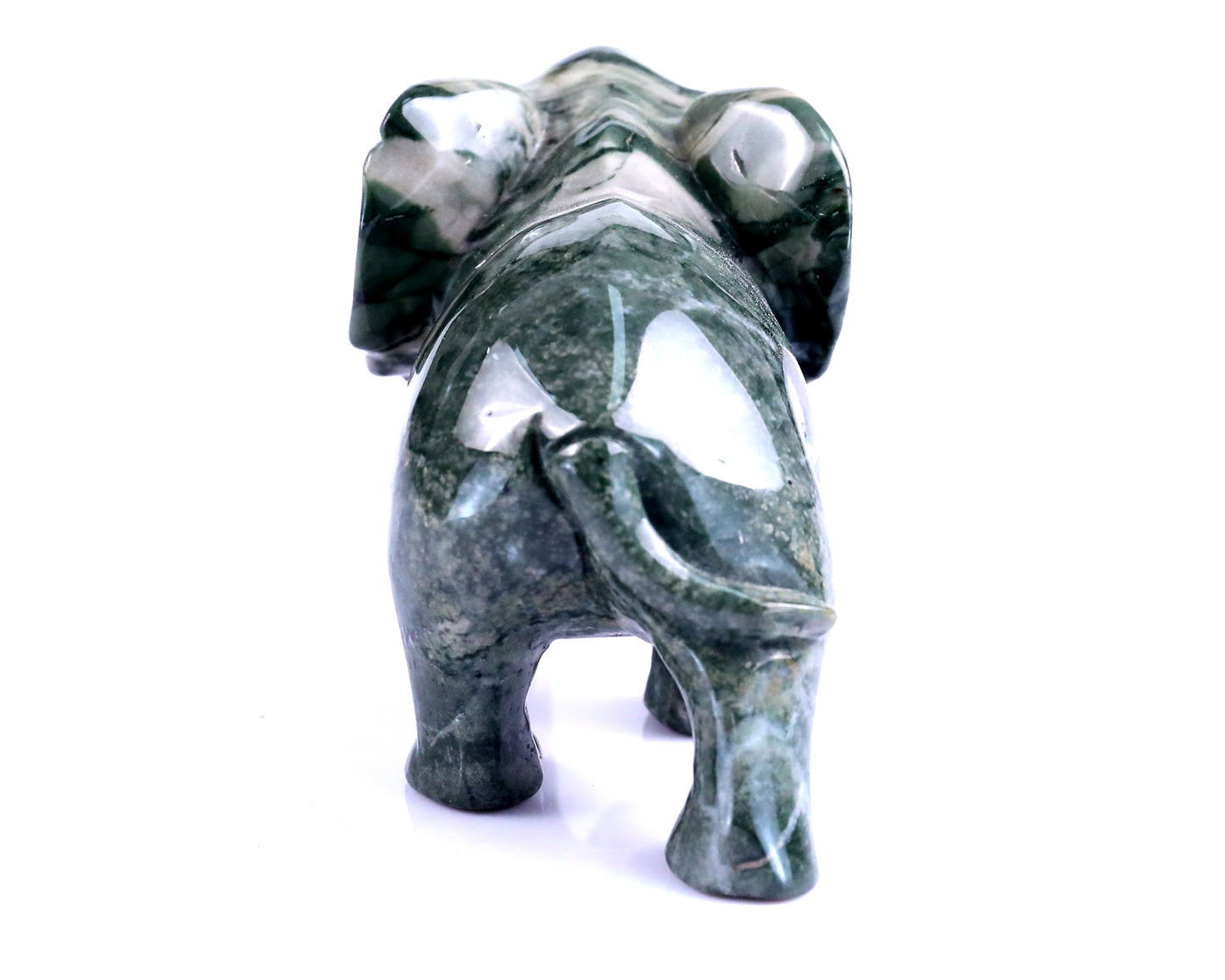 3.8" Jiulong Jade Hand Carved Crystal Elephant Sculpture