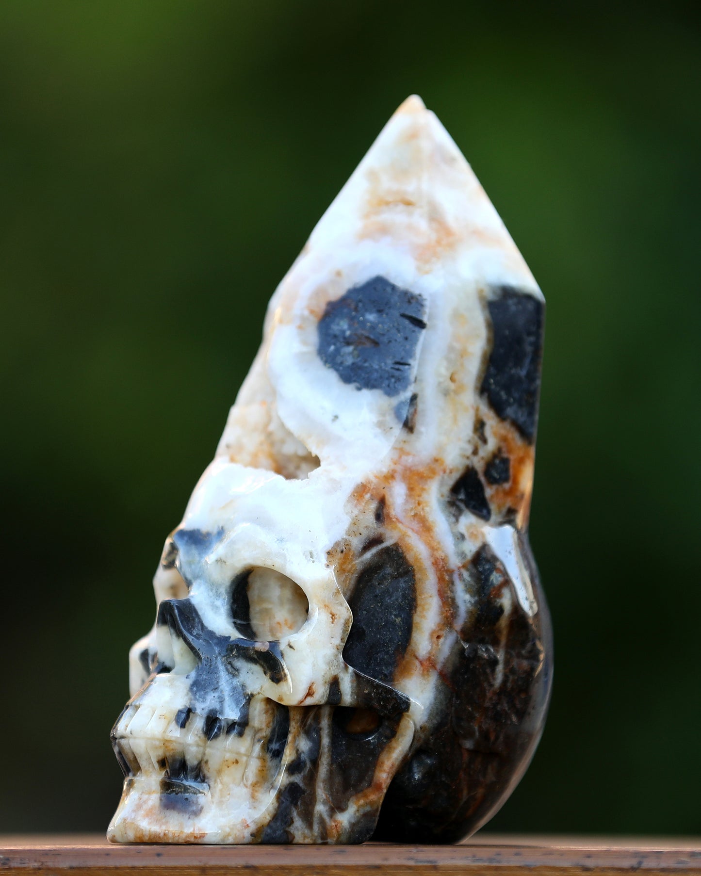 Unique 8.2" Geode Agate Hand Carved Crystal Geode Skull Sculpture