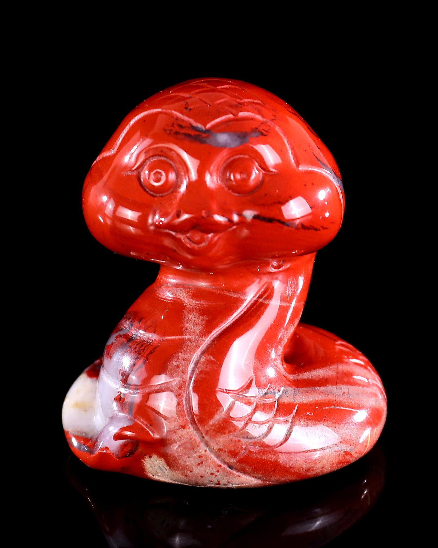 2.4" Red Jasper Hand Carved Crystal Baby Snake Sculpture