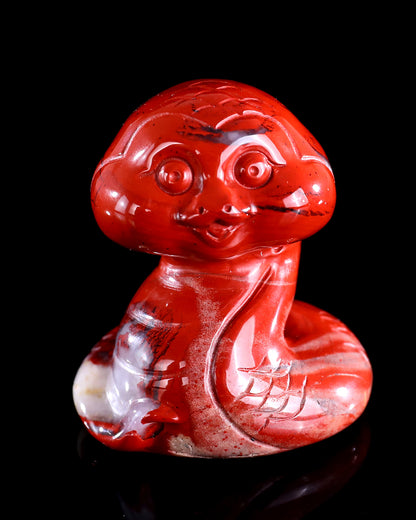 2.4" Red Jasper Hand Carved Crystal Baby Snake Sculpture