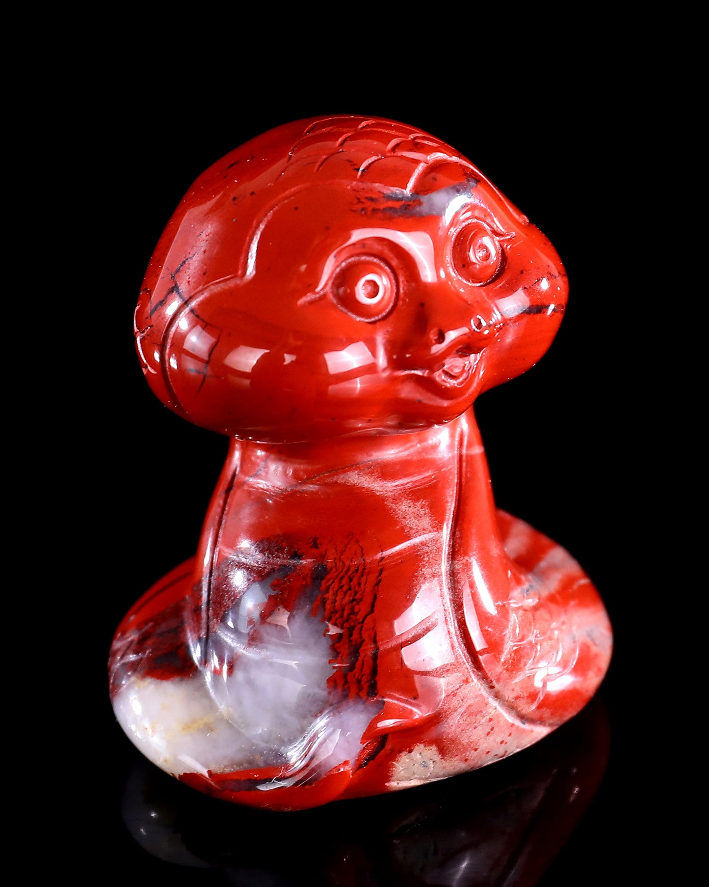 2.4" Red Jasper Hand Carved Crystal Baby Snake Sculpture