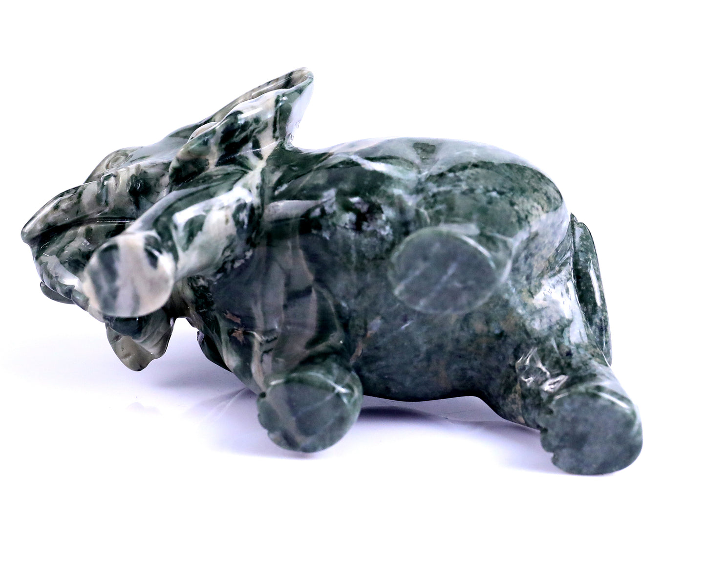 3.8" Jiulong Jade Hand Carved Crystal Elephant Sculpture