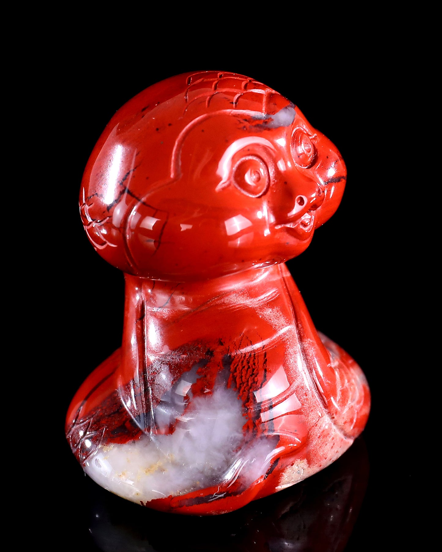 2.4" Red Jasper Hand Carved Crystal Baby Snake Sculpture