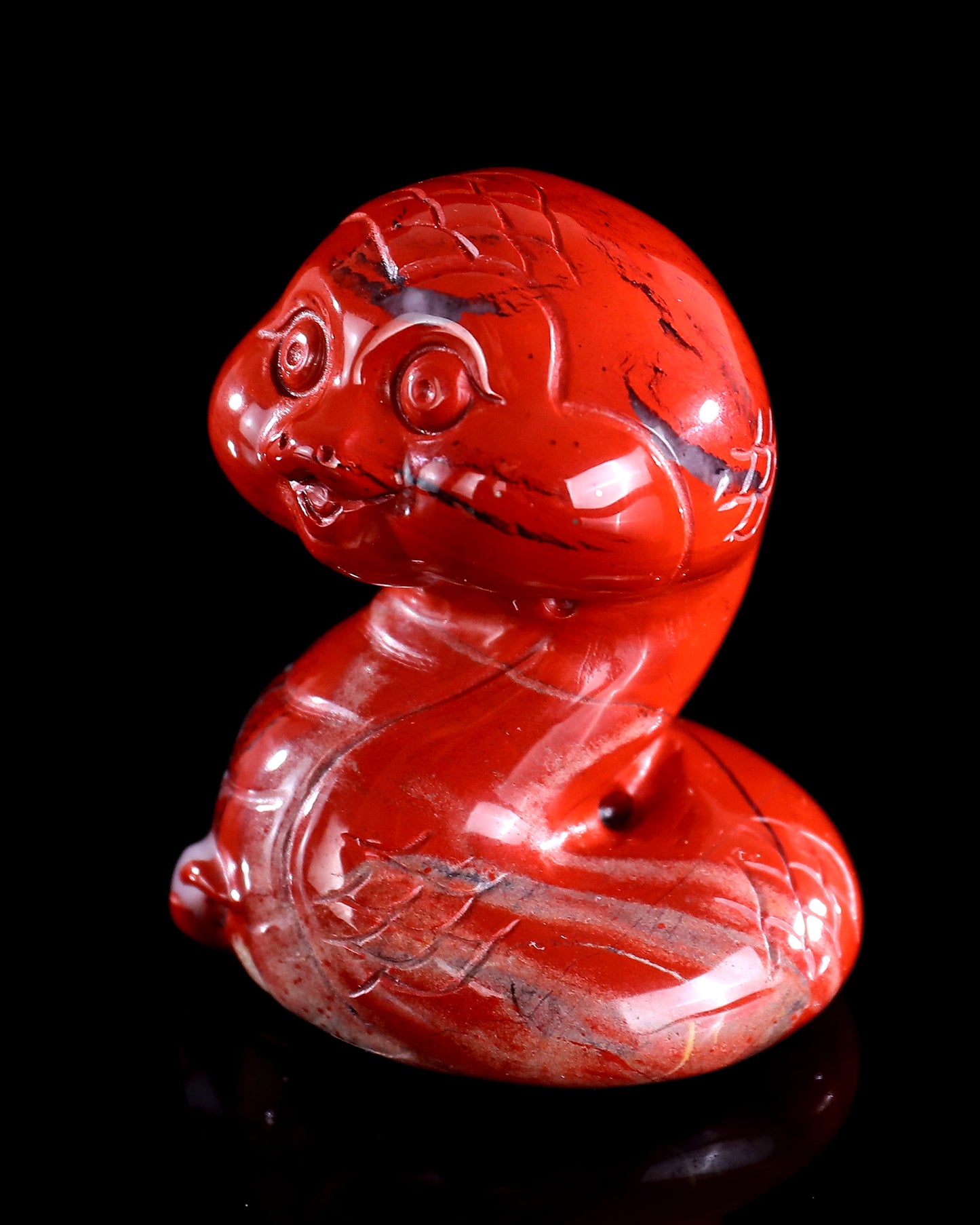 2.4" Red Jasper Hand Carved Crystal Baby Snake Sculpture