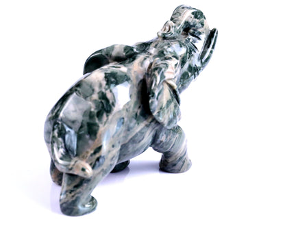 4.3" Jiulong Jade Hand Carved Crystal Elephant Sculpture