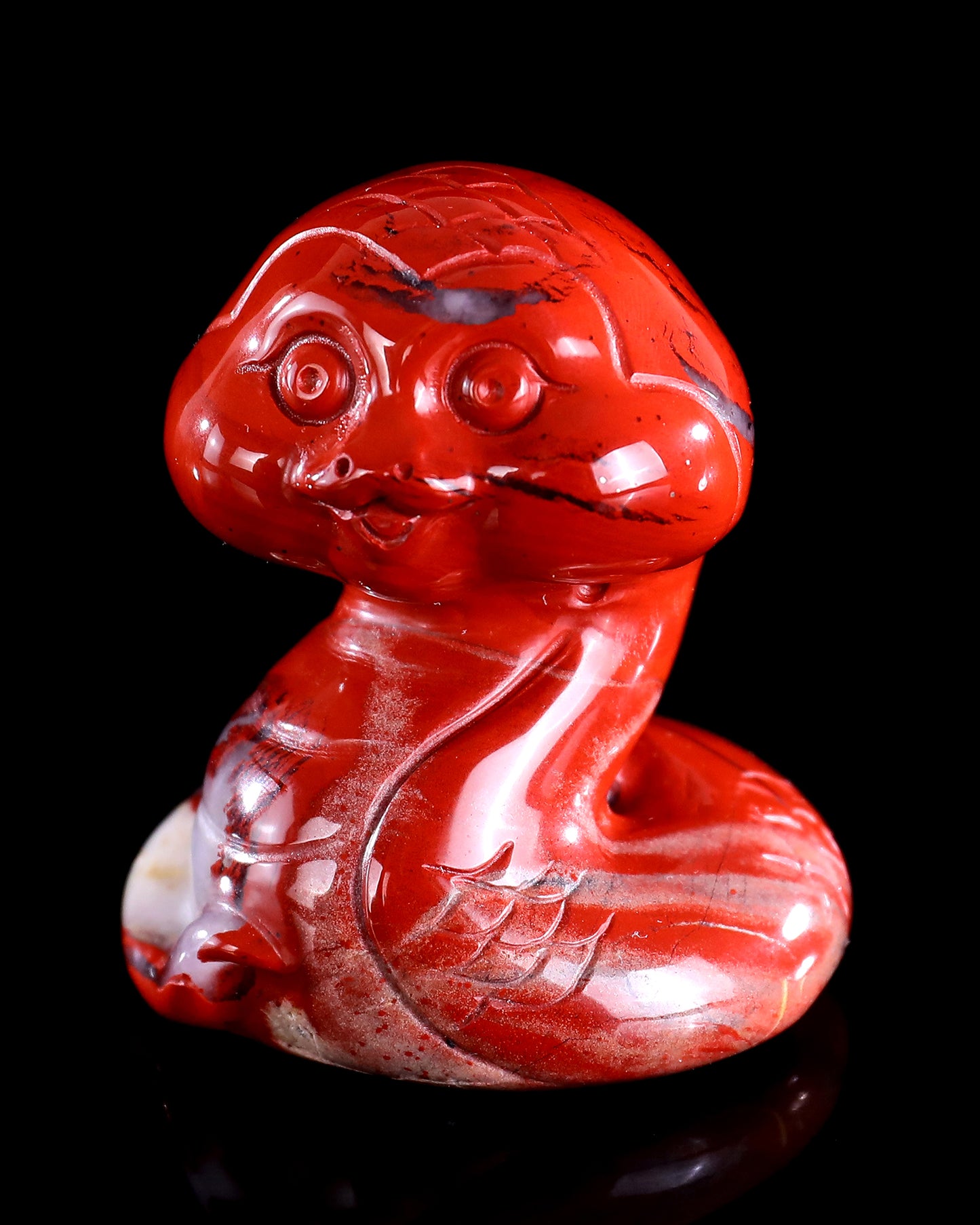 2.4" Red Jasper Hand Carved Crystal Baby Snake Sculpture