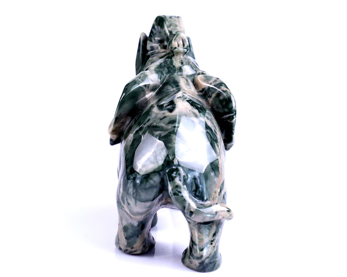 4.3" Jiulong Jade Hand Carved Crystal Elephant Sculpture