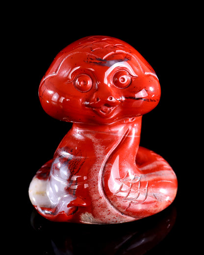 2.4" Red Jasper Hand Carved Crystal Baby Snake Sculpture