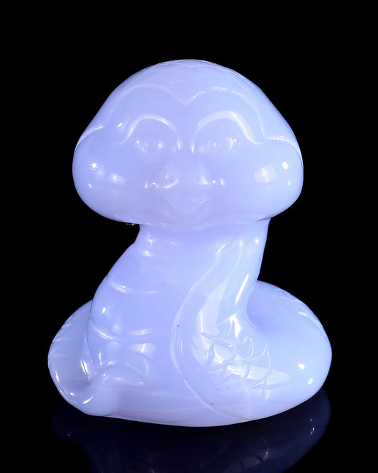 2.4" Blue Chalcedony Hand Carved Crystal Baby Snake Sculpture