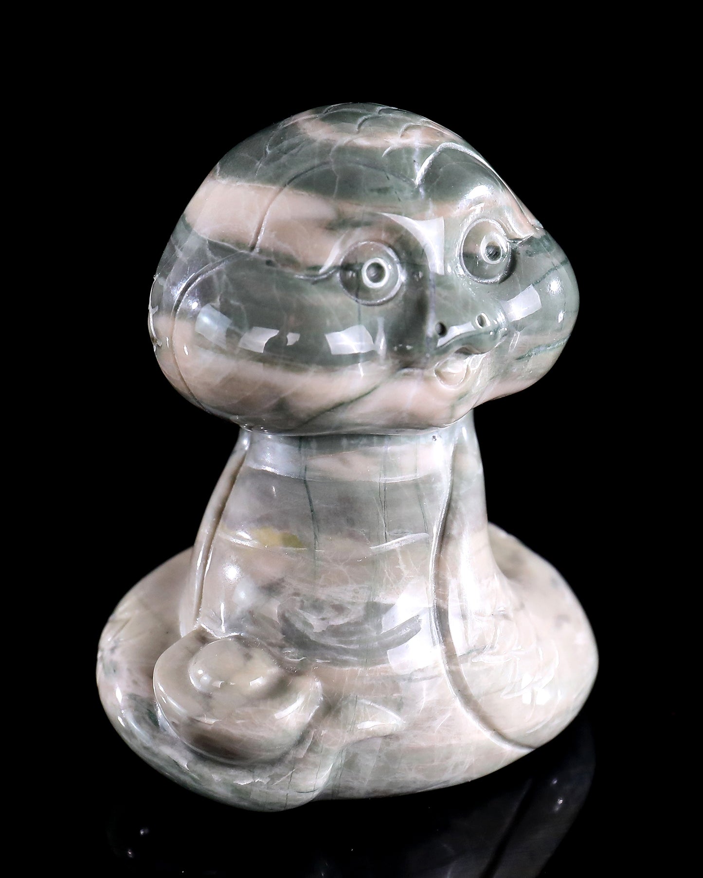 2.9" Jiulong Jade Hand Carved Crystal Baby Snake Sculpture