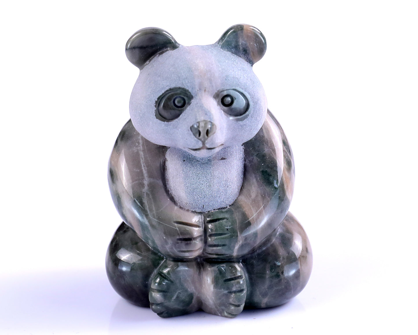 2.9" Jiulong Jade Hand Carved Crystal Panda Sculpture