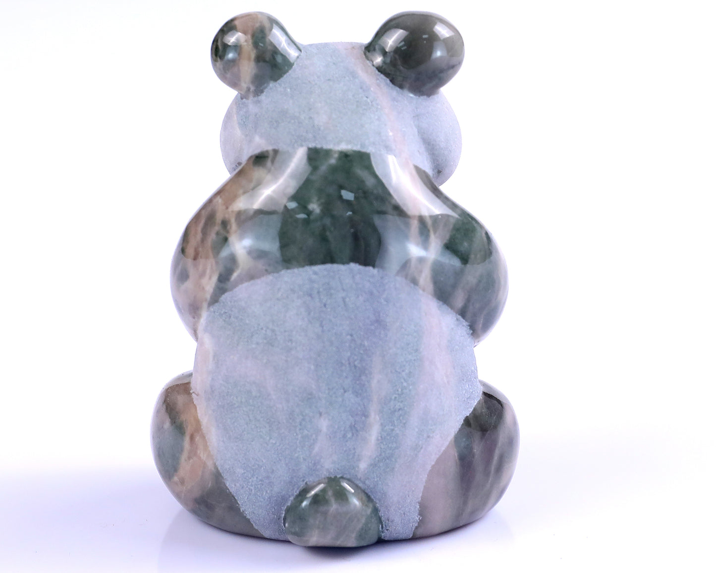 2.9" Jiulong Jade Hand Carved Crystal Panda Sculpture