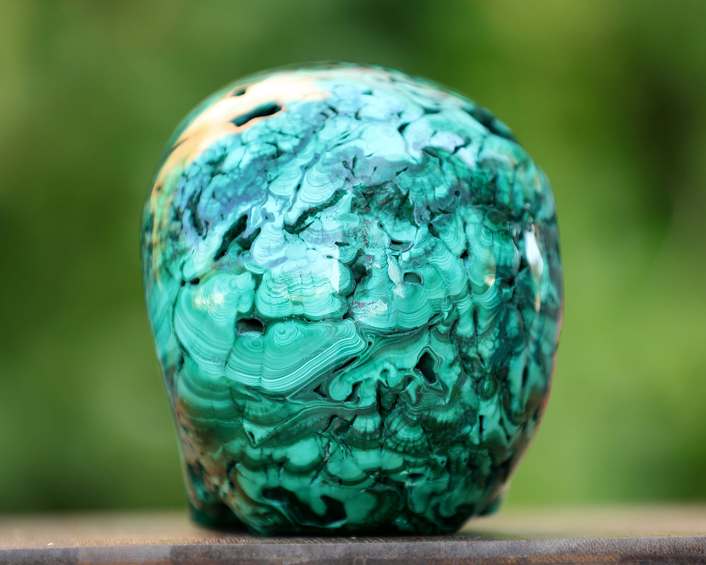 6.0" Natural Malachite Hand Carved Crystal Realistic Skull Sculpture