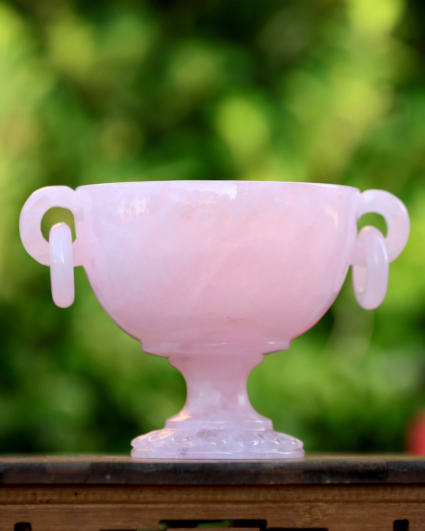 11.0” Natural Rose Quartz Hand Carved Decorative Storage,Candy Bowl with Lid