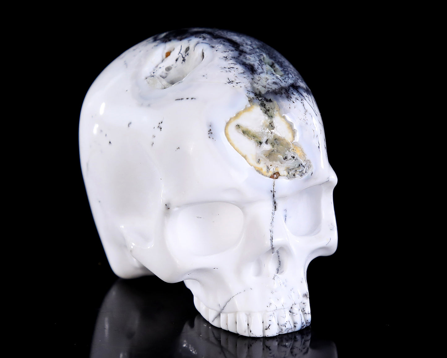 2.7" White Opal Hand Carved Crystal Skull Sculpture