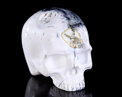 2.7" White Opal Hand Carved Crystal Skull Sculpture