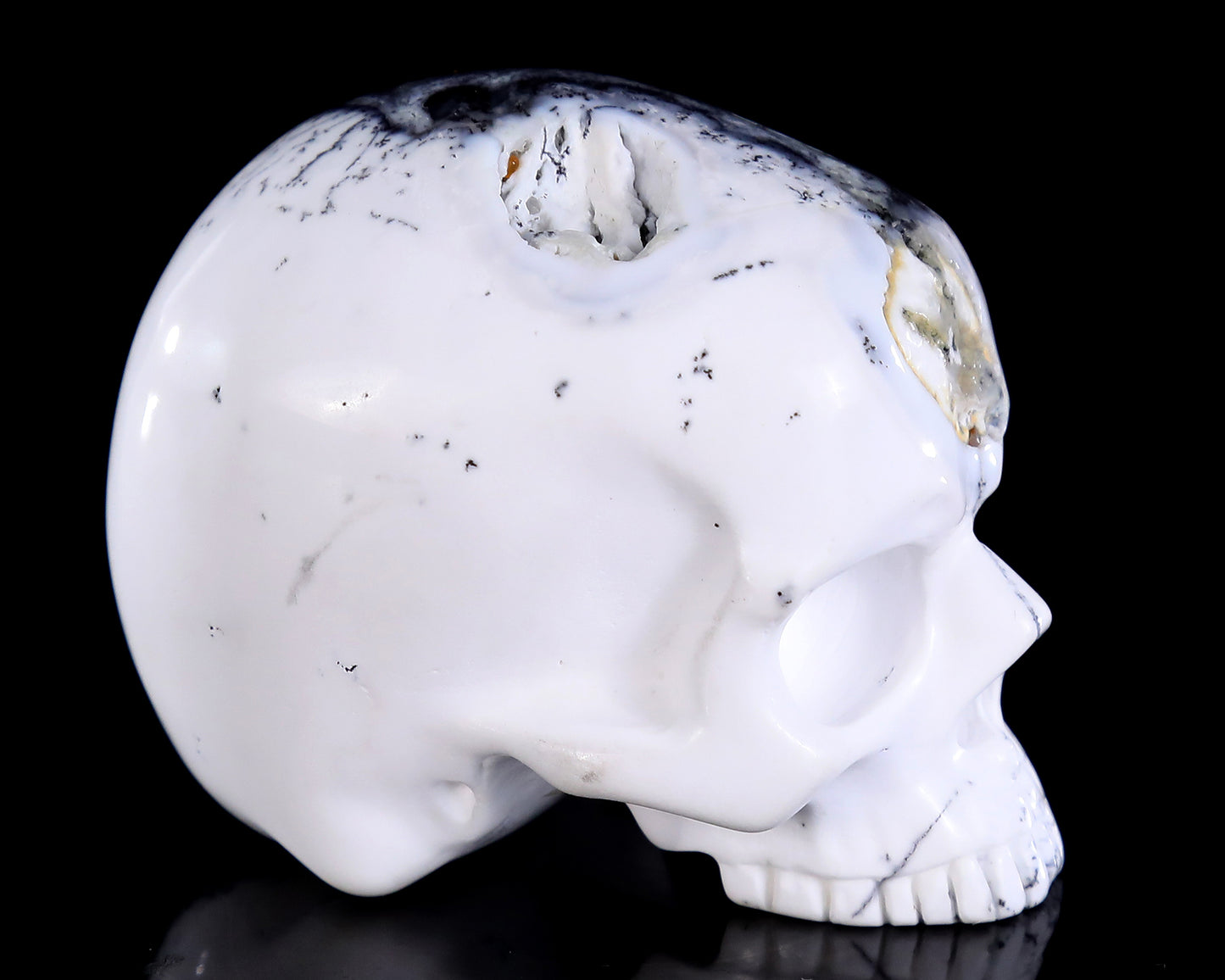 2.7" White Opal Hand Carved Crystal Skull Sculpture