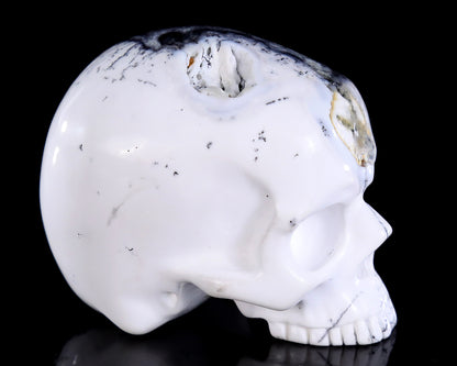 2.7" White Opal Hand Carved Crystal Skull Sculpture