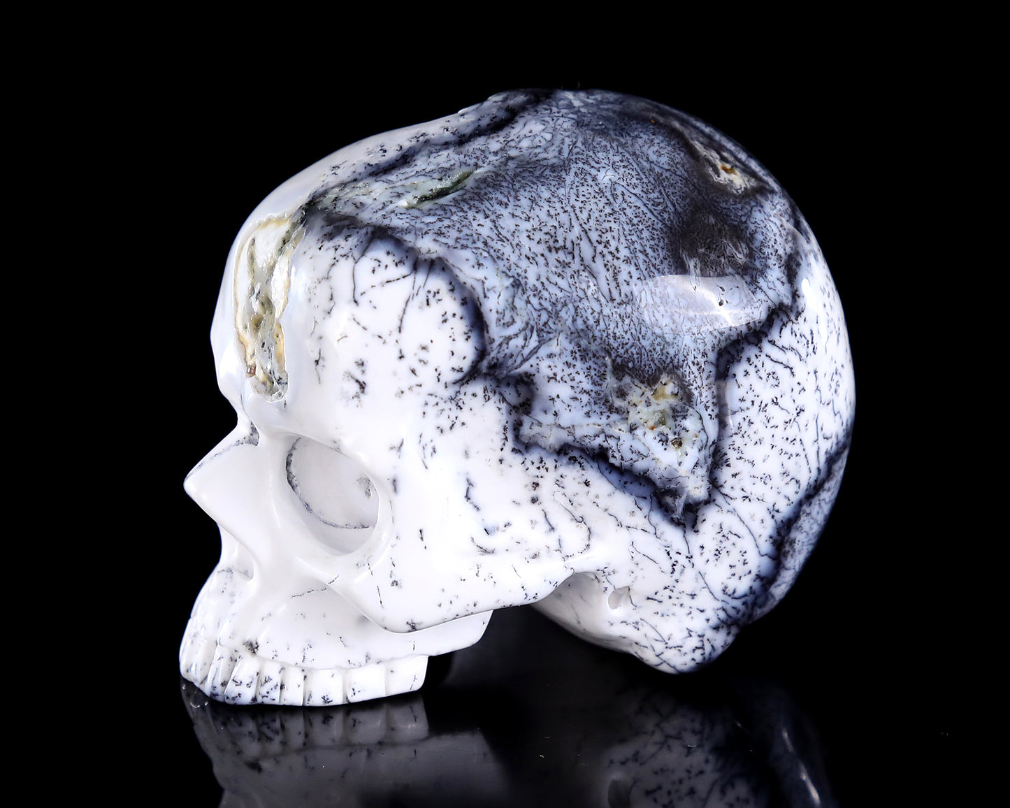 2.7" White Opal Hand Carved Crystal Skull Sculpture