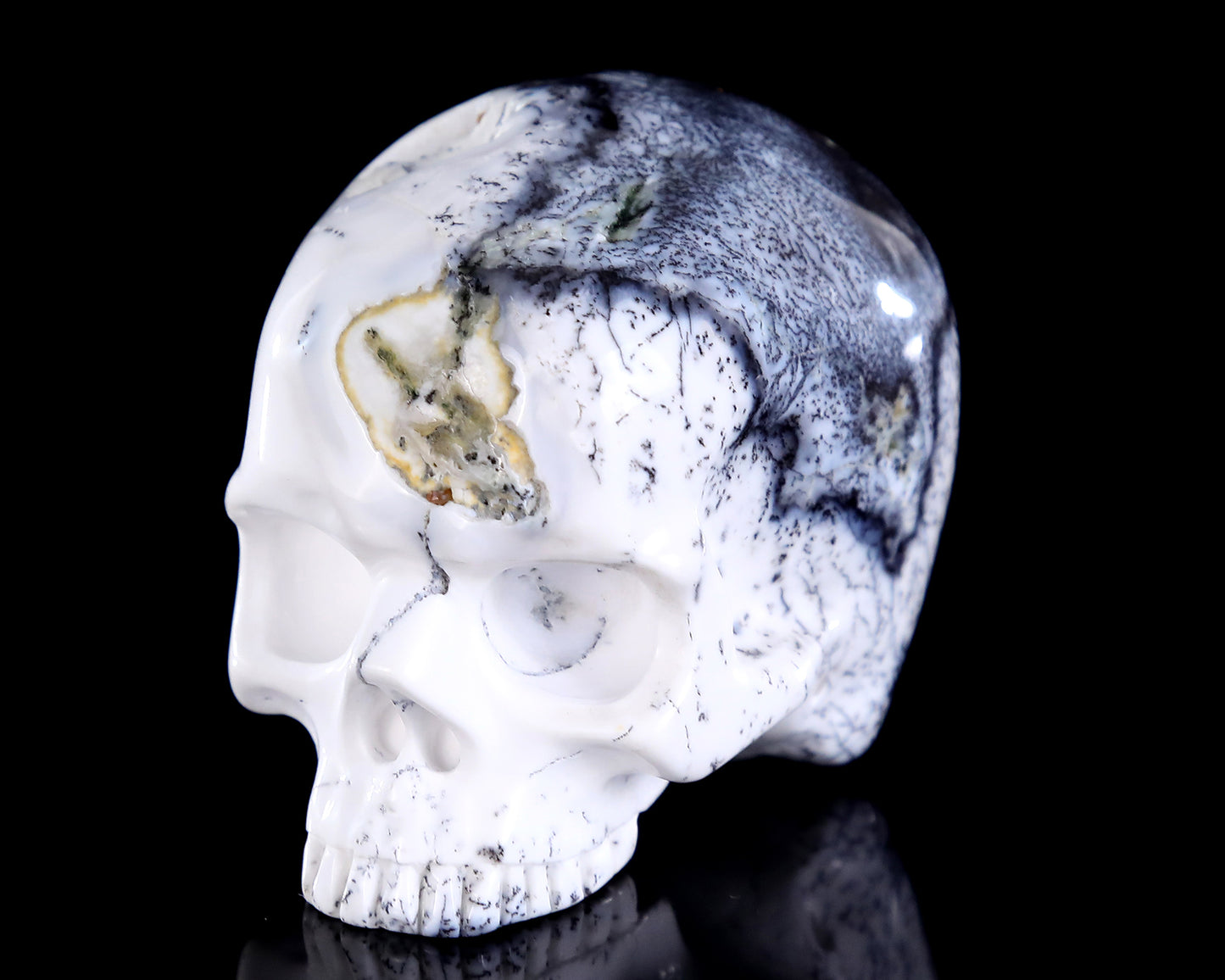 2.7" White Opal Hand Carved Crystal Skull Sculpture